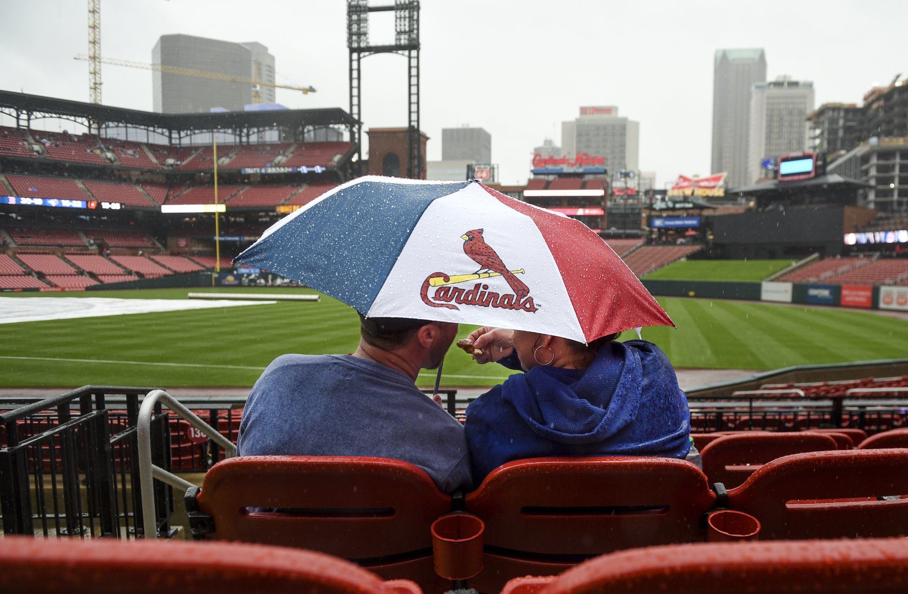 Rain delay at Busch Stadium